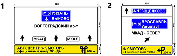 Макеты информационных  указателей:  (МКАД Щелковское ш.)